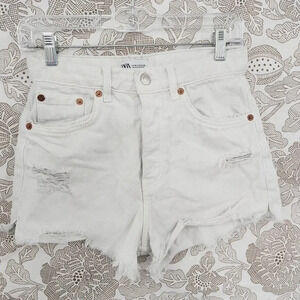 Zara Distressed High Rise Jean Shorts Women's 4